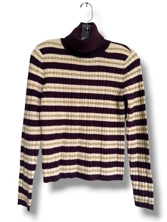 Ann Taylor Sweaters - NWT Ann Taylor Purple/Gold Striped Ribbed Knit Turtleneck Sweater Size Small
